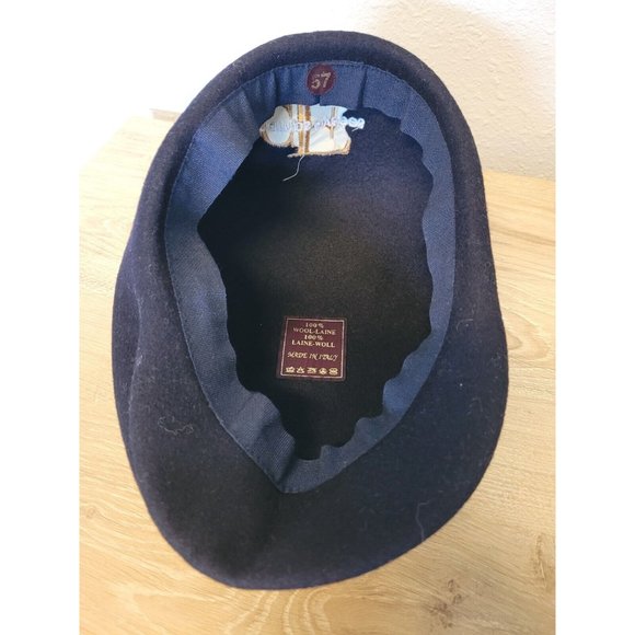 Beret Champs Elysees Paris made in Italy 100 % Wool  Black Sz 57 Driving Cap Hat - Picture 4 of 6